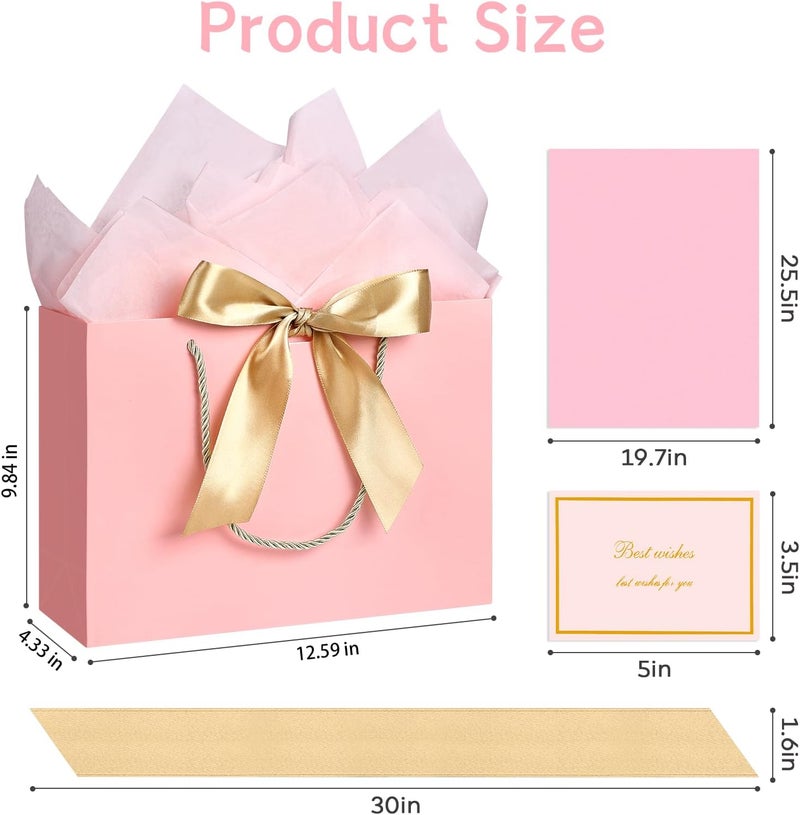 JMANNI Gift Bag, 1PCS Gift Bags Large with Ribbon and 1 Greeting Cards 2 Tissue Paper, Portable Paper Gift Bag with Handles, Birthday Gift Bags, Valentine's Day, Present Bags for Christmas Wedding Party Mothers Day - Image 3